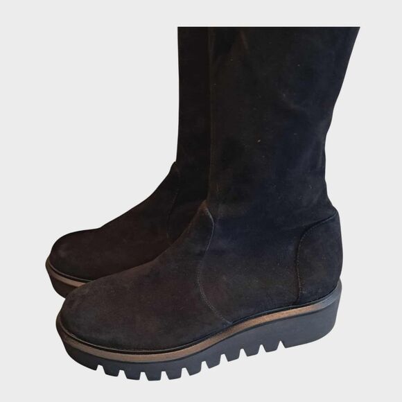 Stuart Weitzman NWOB Chalet Lug City Suede Over The Knee Boot Black Size 7 B - Picture 5 of 9